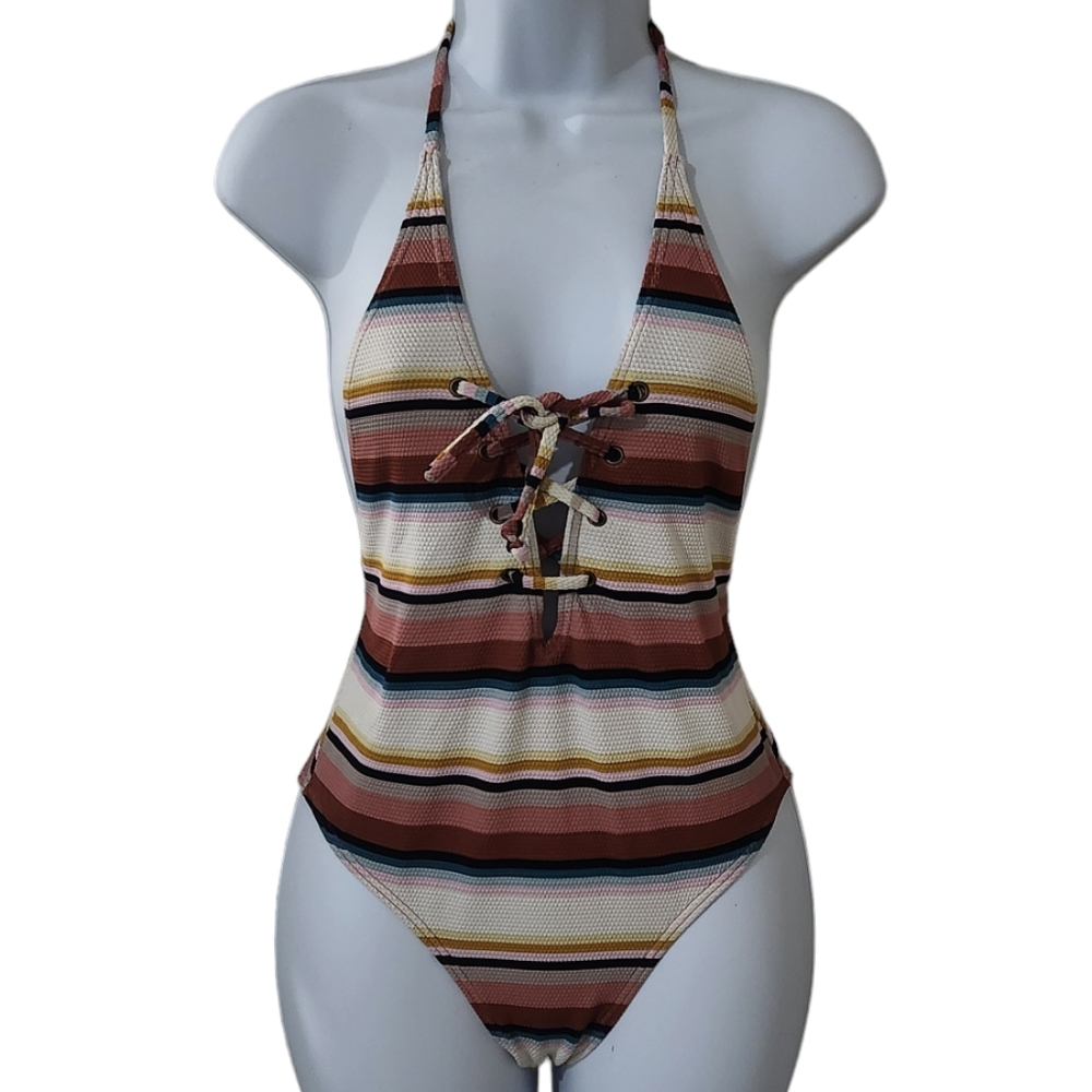 Billabong Striped Easy Daze One Piece Swimsuit. Size S - Picture 3 of 8